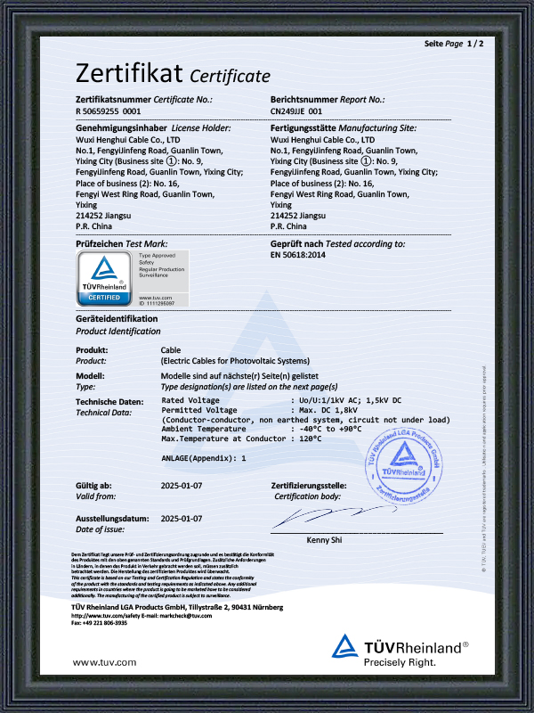 Fotovoltaïsch certificaat - EN-norm