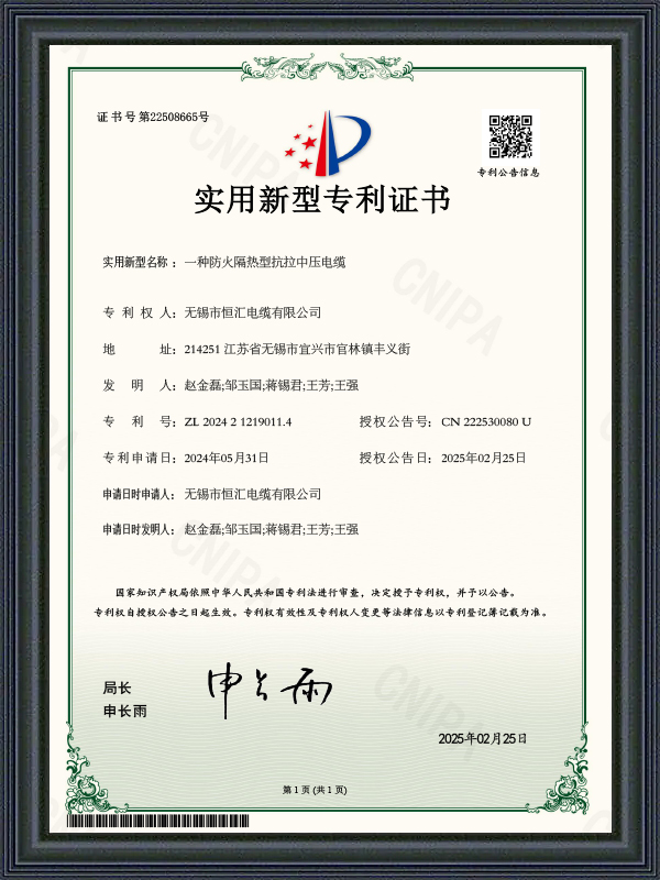 Gebruiksmodel patentcertificaat