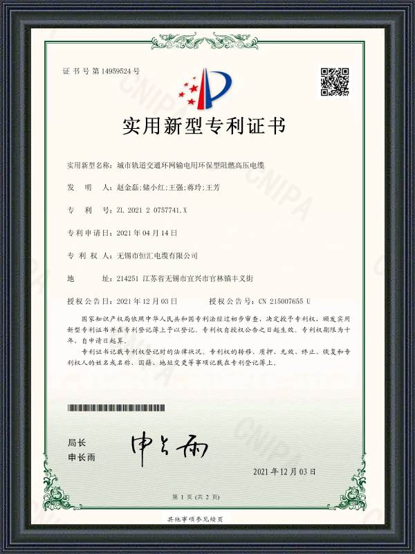 Gebruiksmodel patentcertificaat