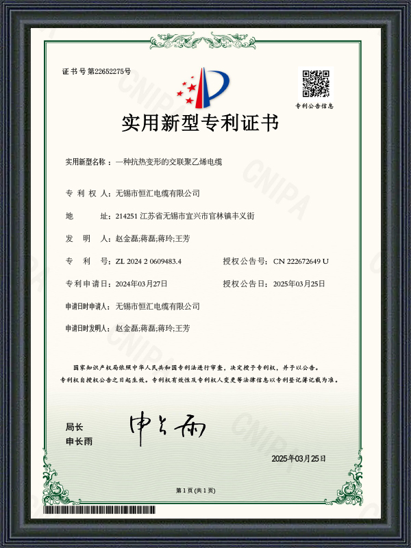 Gebruiksmodel patentcertificaat