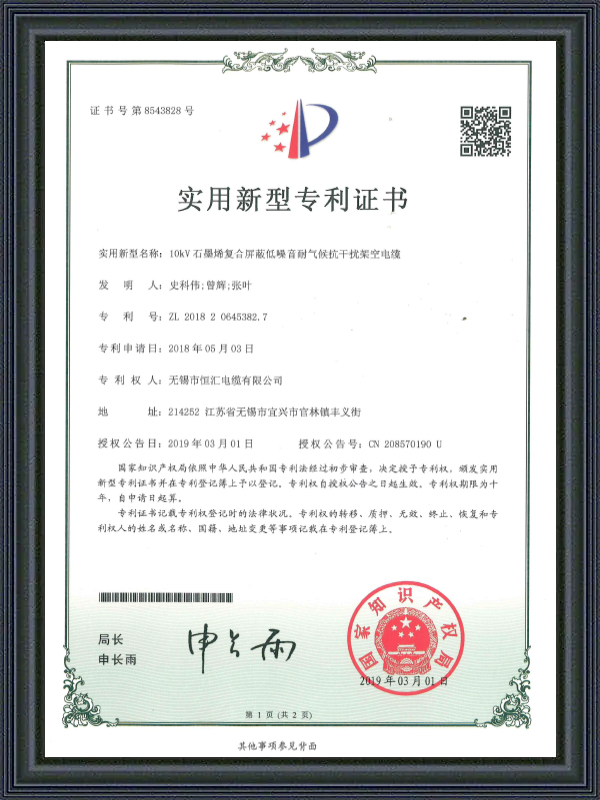 Gebruiksmodel patentcertificaat